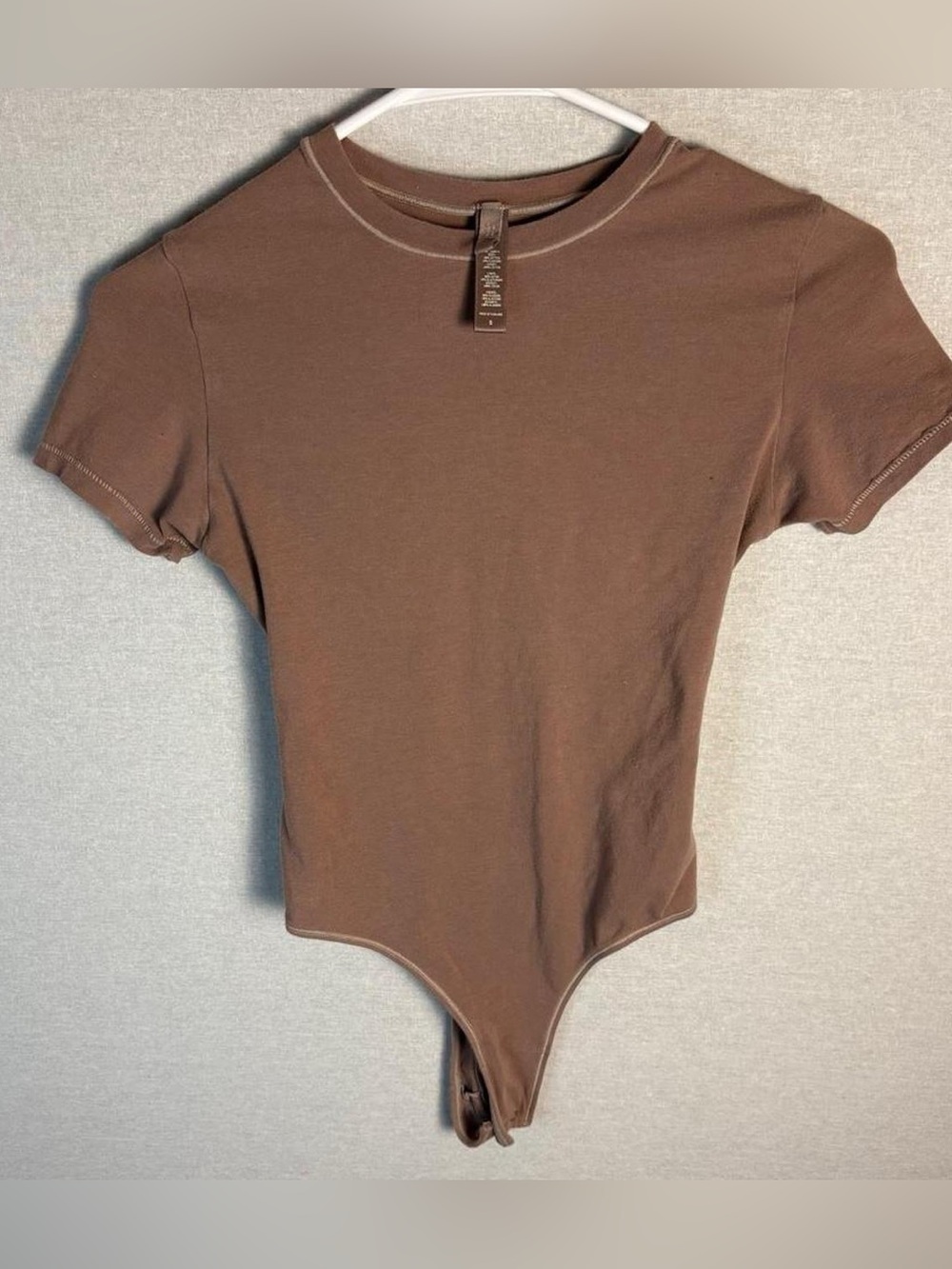 SKIMS T-shirt Thong Cotton Bodysuit Brown Size Small